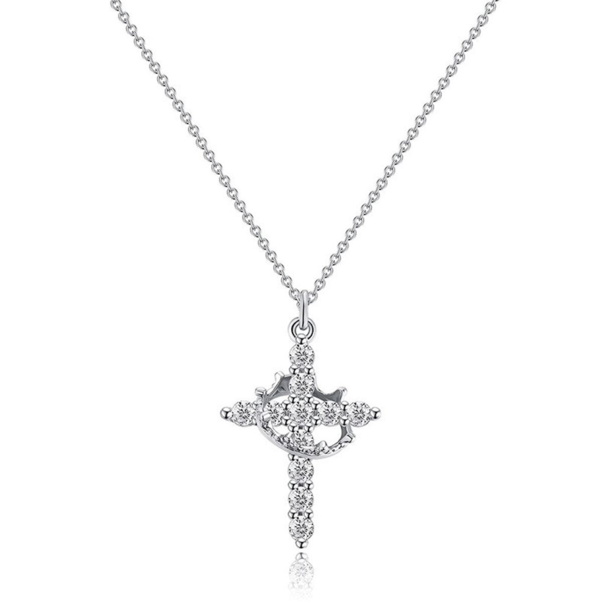 Colar Cruz Real Cravejado em Zircônia + Brinde Exclusivo Pulseira Aurora Cross