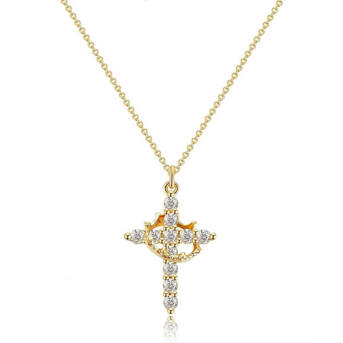 Colar Cruz Real Cravejado em Zircônia + Brinde Exclusivo Pulseira Aurora Cross