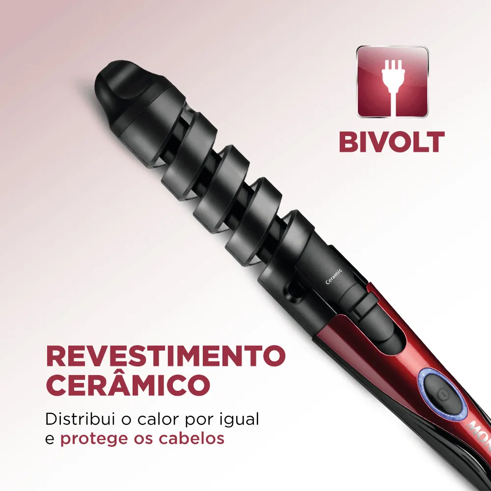 Kit Escova Rotativa Mondial Black Rose Ion Com Modelador Cachos Spiral Bivolt
