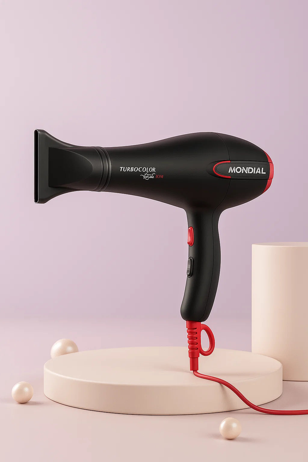 Secador Mondial Turbo Color Red 1900W – Tourmaline Íon, 2 Velocidades, 3 Temperaturas