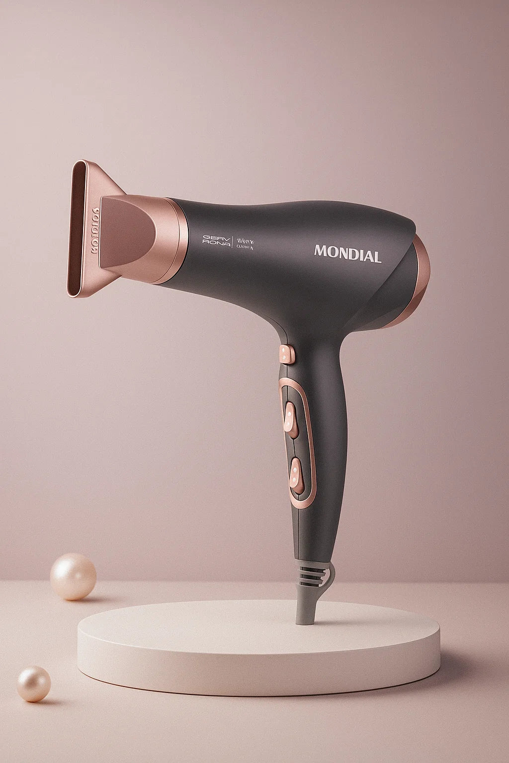 Secador Mondial Grey Rose Keratin 2000 W – Íon, Tourmaline, Jato Frio