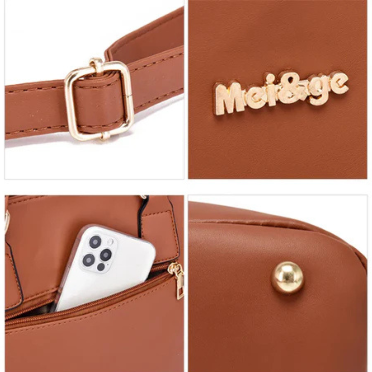 [COMPRE 1 LEVE 6] Bolsas de Couro Feminina Luxo Meiege – Conjunto Exclusivo Bolsa de Ombro, Transversal, Necessaire e Carteira