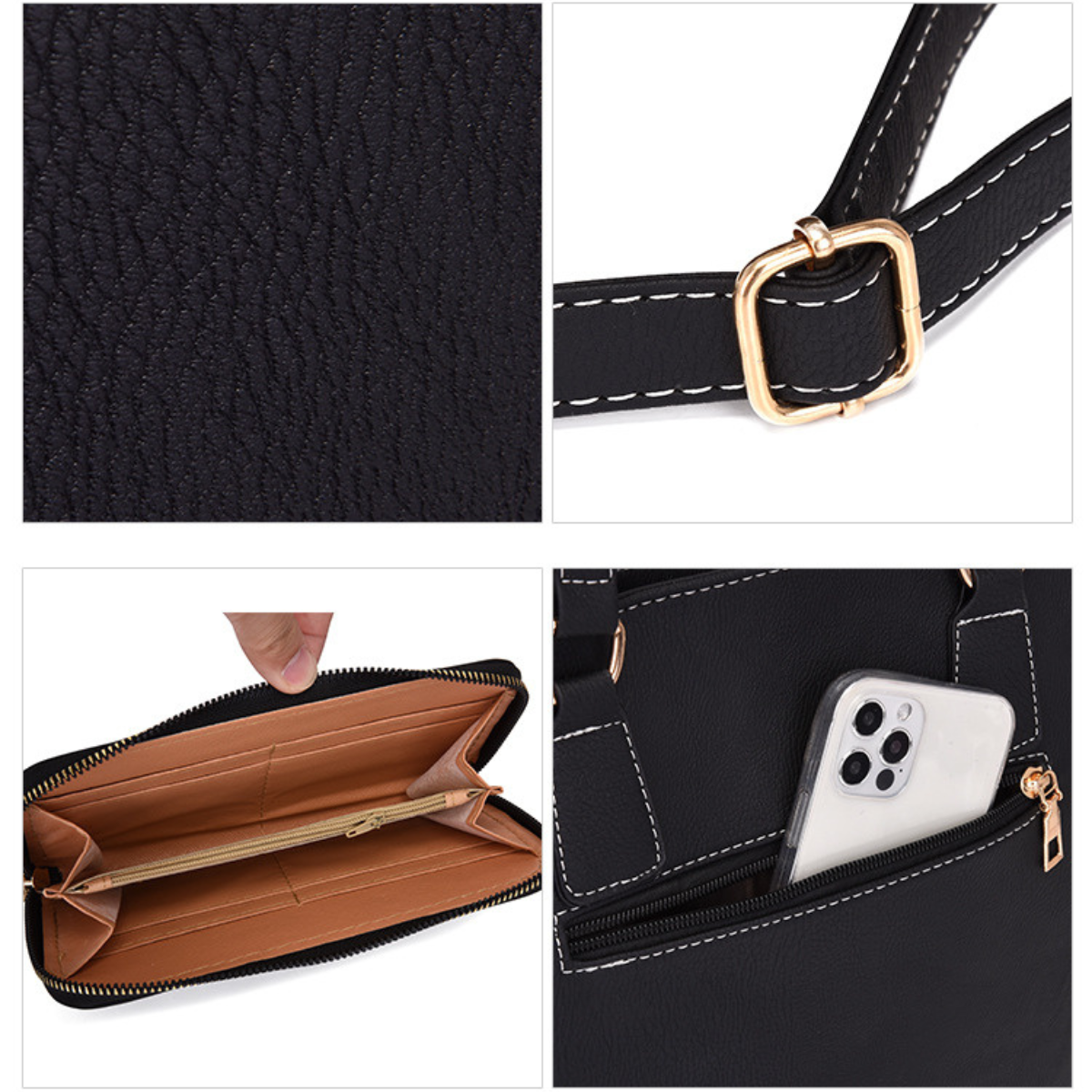 [COMPRE 1 LEVE 6] Bolsas de Couro Feminina Luxo Meiege – Conjunto Exclusivo Bolsa de Ombro, Transversal, Necessaire e Carteira