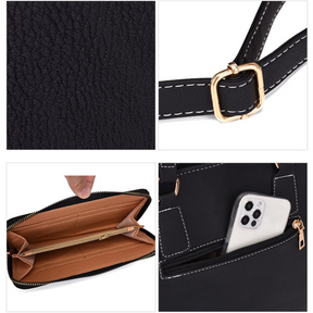 [COMPRE 1 LEVE 6] Bolsas de Couro Feminina Luxo Meiege – Conjunto Exclusivo Bolsa de Ombro, Transversal, Necessaire e Carteira