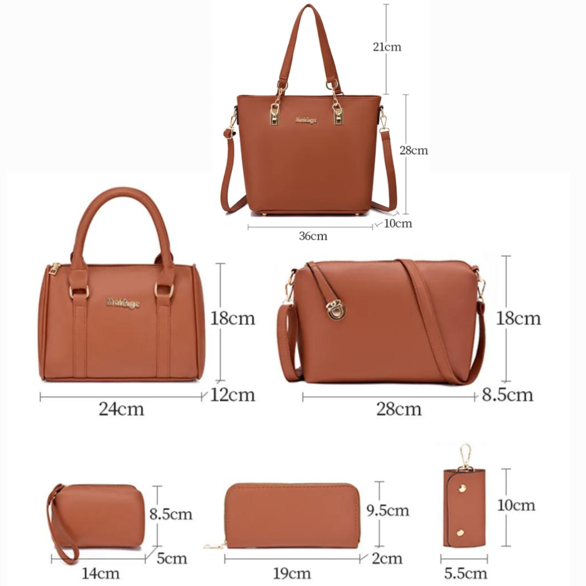 [COMPRE 1 LEVE 6] Bolsas de Couro Feminina Luxo Meiege – Conjunto Exclusivo Bolsa de Ombro, Transversal, Necessaire e Carteira