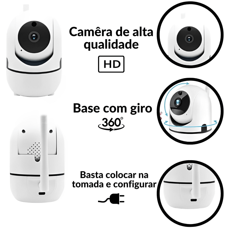 Câmera de Segurança Wifi  360° Ip Hd Bebê Idoso Pet 1080p