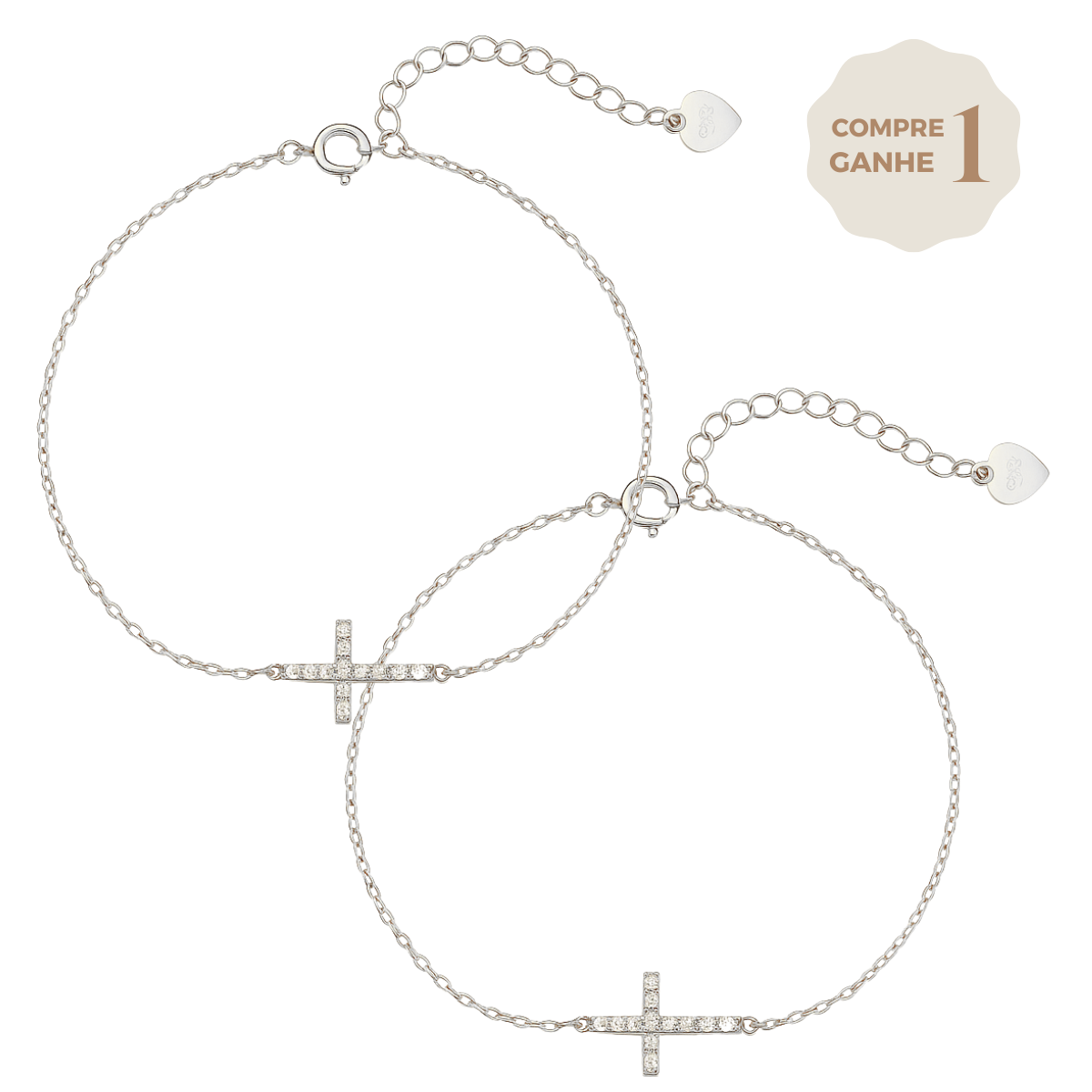 Pulseira Feminina Aurora Cross – Pingente Delicado de Cruz Banhada em Ouro [COMPRE 1 LEVE 2]