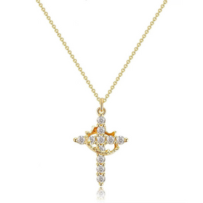 Colar Cruz Real Cravejado em Zircônia + Brinde Exclusivo Pulseira Aurora Cross