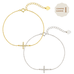 Pulseira Feminina Aurora Cross – Pingente Delicado de Cruz Banhada em Ouro [COMPRE 1 LEVE 2]