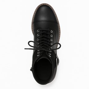 Bota Valgrace – Coturno Preto Feminino com Detalhe em Camurça e Salto Bloco