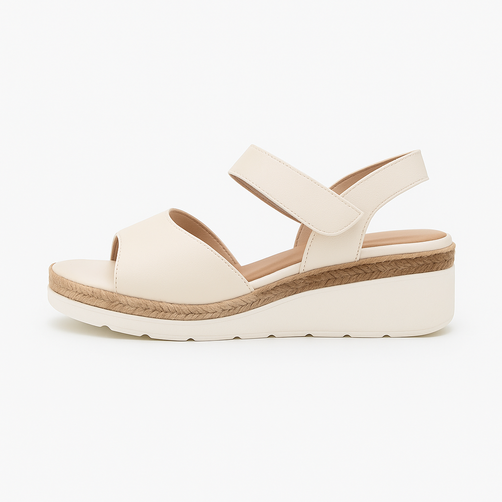 Sandália Lunéva Feminina  – Plataforma Bege com Detalhe em Corda, Confortável e Elegante