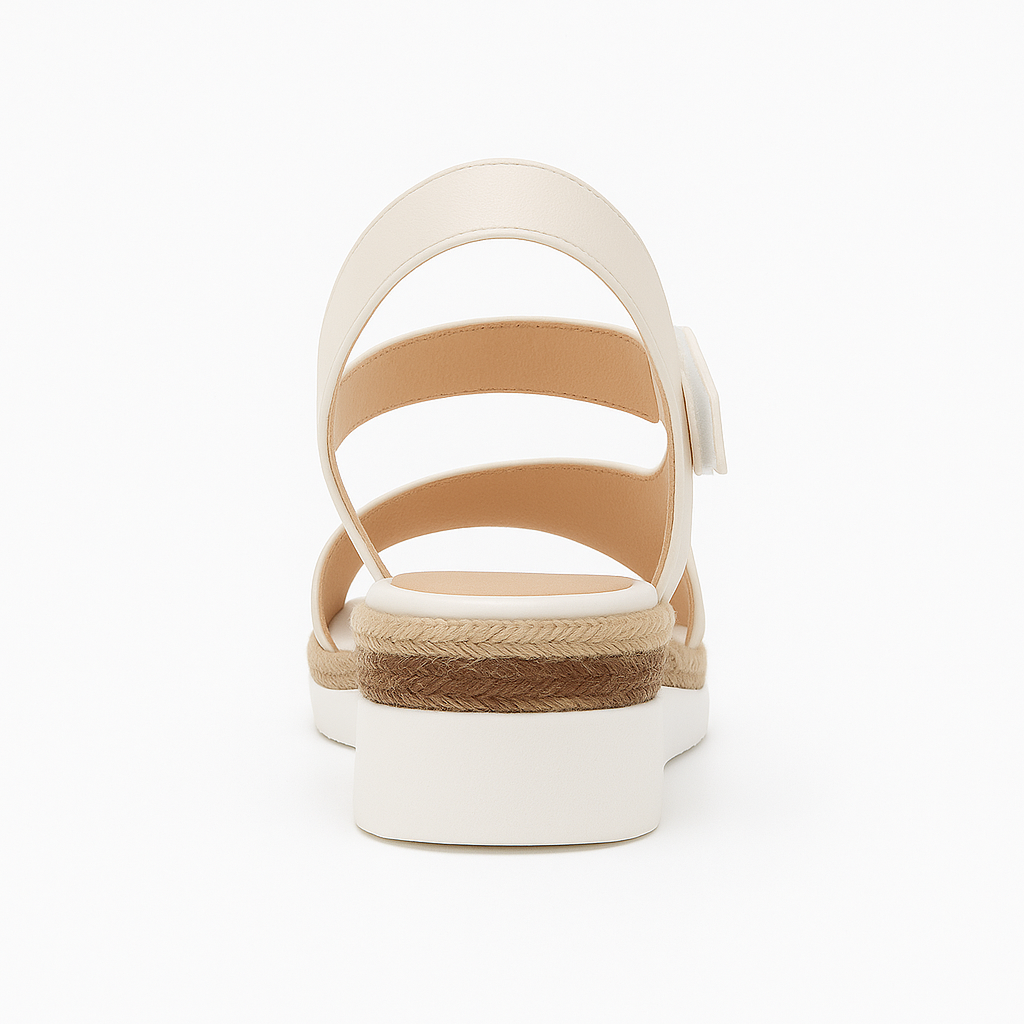 Sandália Lunéva Feminina  – Plataforma Bege com Detalhe em Corda, Confortável e Elegante