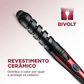 Kit Escova Rotativa Mondial Black Rose Ion Com Modelador Cachos Spiral Bivolt