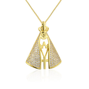 [COMPRE 1 LEVE 2] Colar Nossa Senhora Aparecida com Manto de Zircônia