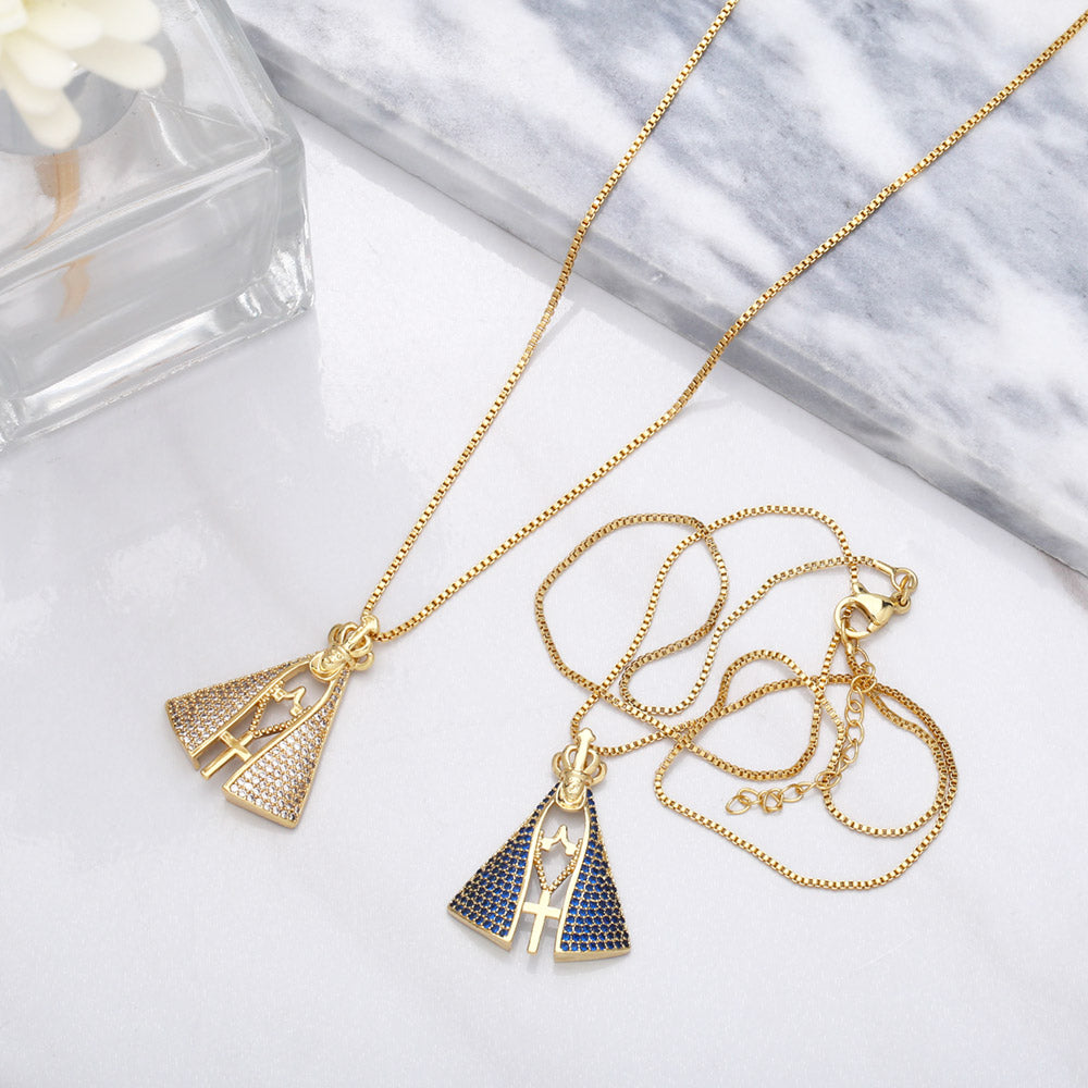 [COMPRE 1 LEVE 2] Colar Nossa Senhora Aparecida com Manto de Zircônia