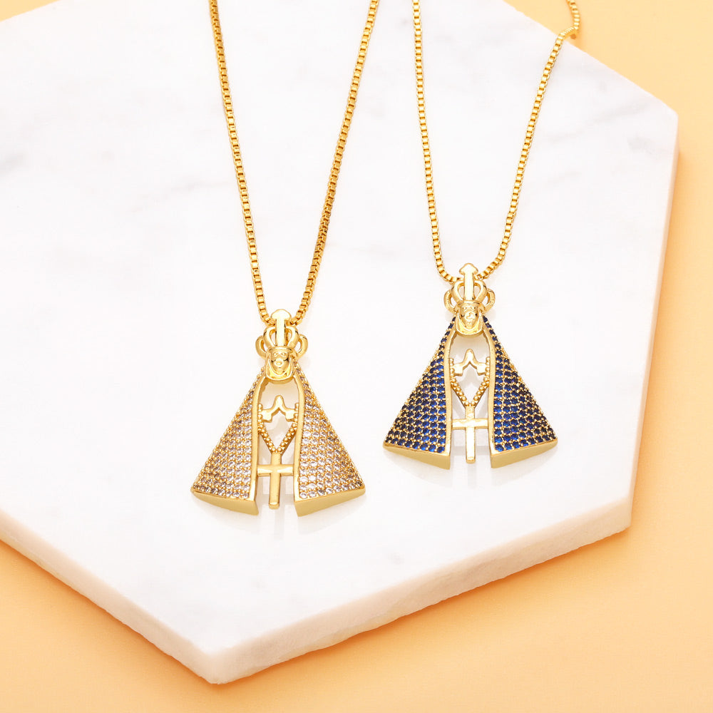 [COMPRE 1 LEVE 2] Colar Nossa Senhora Aparecida com Manto de Zircônia
