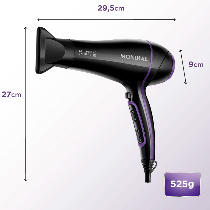 Secador de Cabelos Mondial Black Purple 2000W 220V