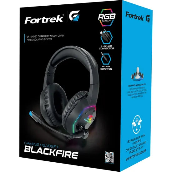 Headset Gamer Fortrek Blackfire Pc Ps4 Xbox Rgb+Adaptador P3