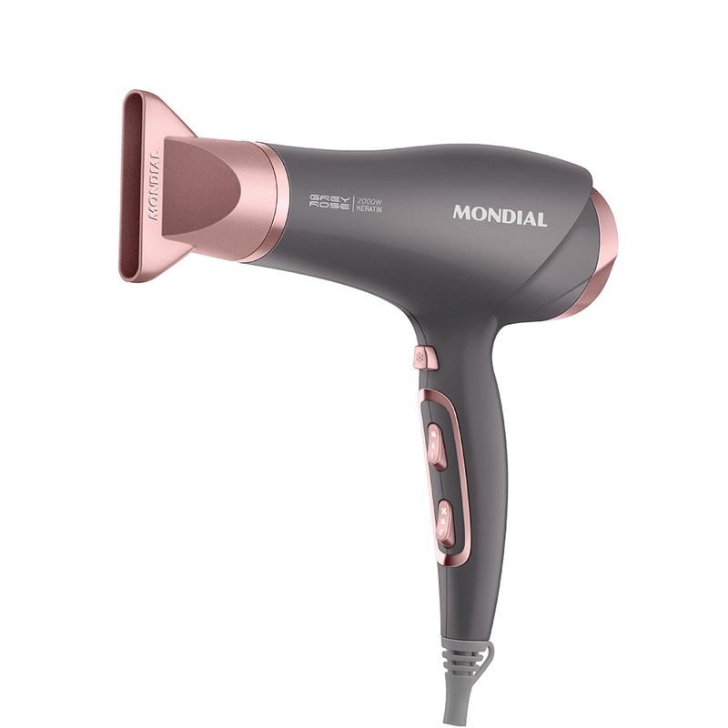 Secador de Cabelo Mondial Grey  Rose Keratin 2000W Íon 220V